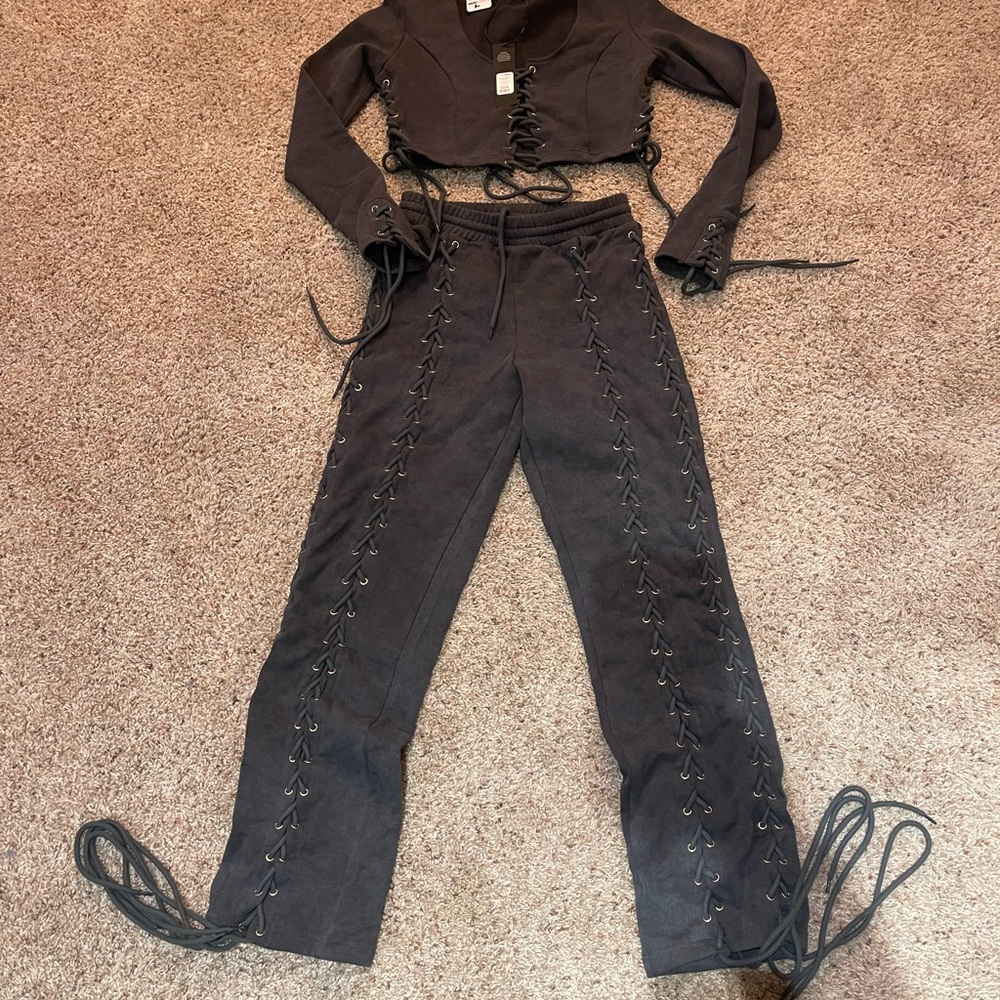 Two piece lace up set